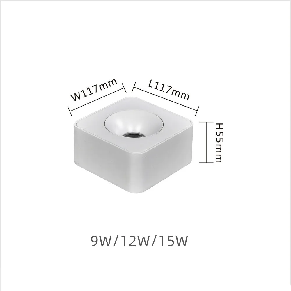 초박형 표면 장착형 LED 스포트라이트 9W 12W 15W 가정 거실 침실 현관 통로 복도 단일 헤드 천장 심지