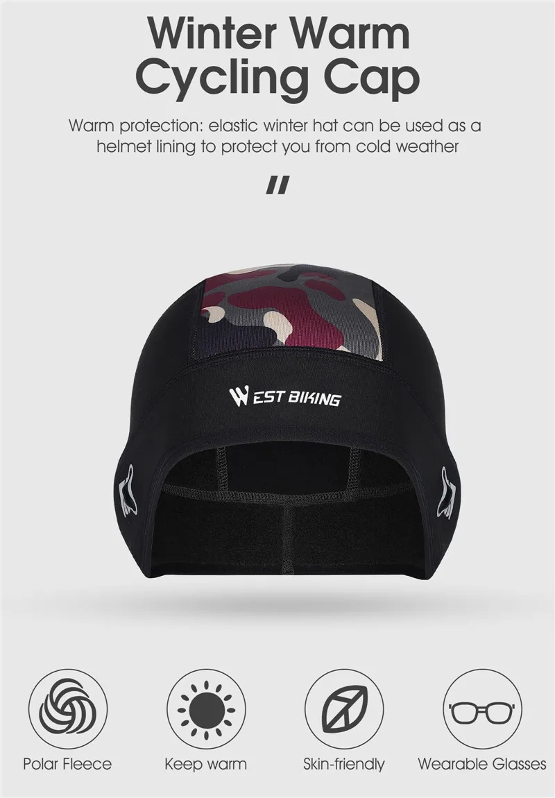 WEST BIKING Winter Sport Radfahren Kappe Atmungsaktive Wicking Thermo Bike Caps Helm Liner Outdoor Sport Radfahren Laufen Kopf Hut – Detail 2