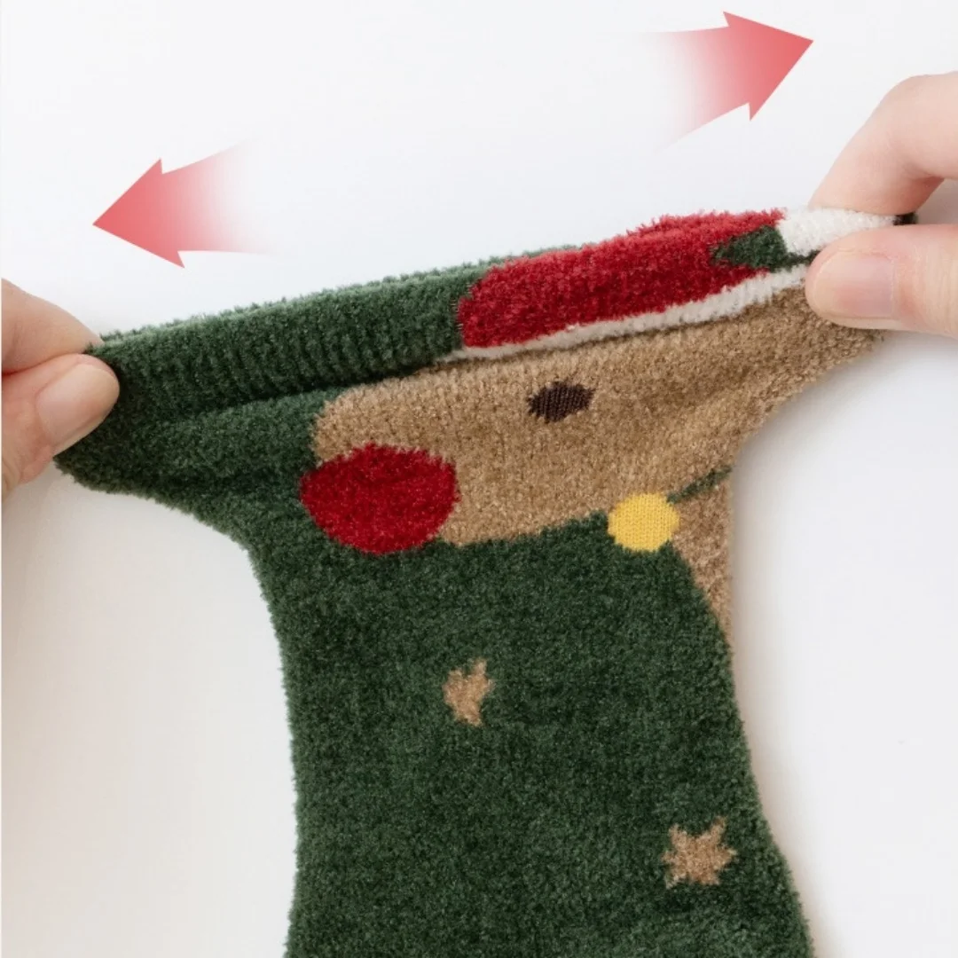 5 Pairs Baby Boys Girls Warm Socks Autumn Winter Fleece Soft Floor Sock with Santa Claus Snowman Decor 0-5Years