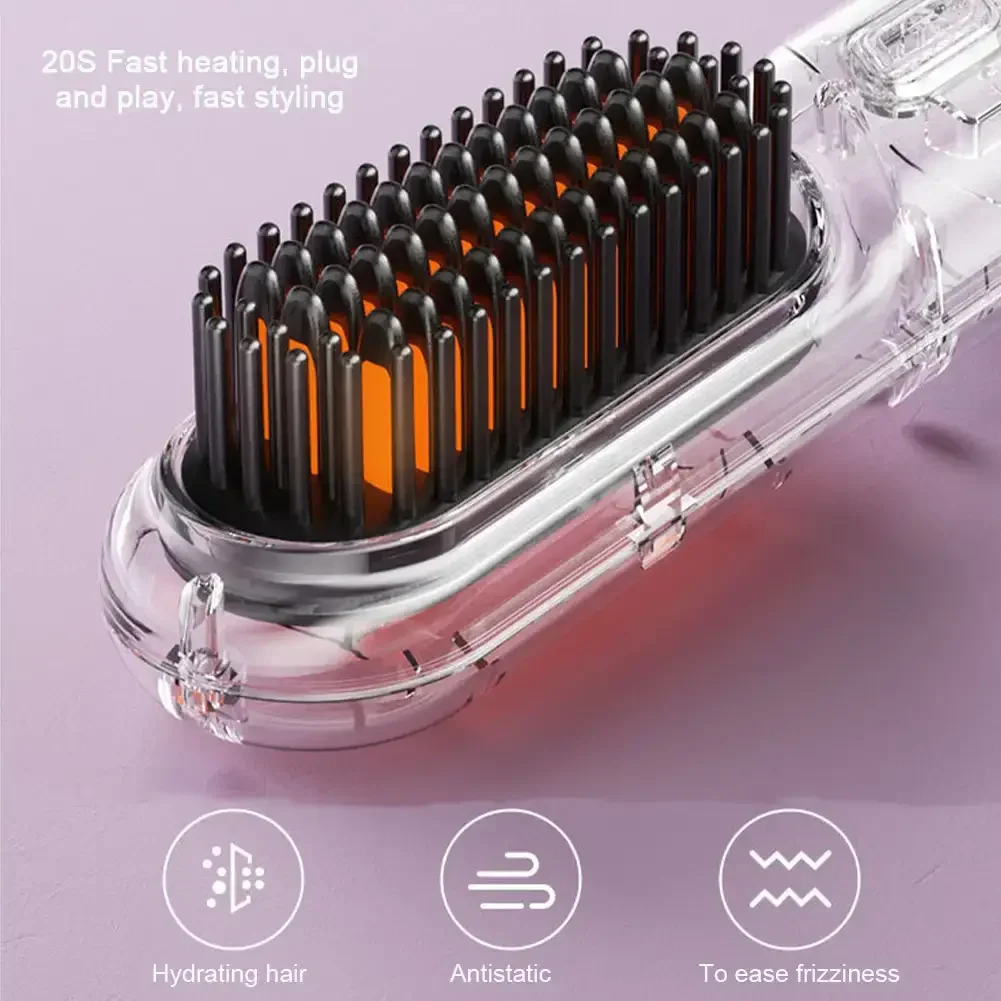Hair Straighteners Wireless Mini Hair Curler Hot Comb Dryer Straightening Brush Styling Appliances Hot Comb Straightener