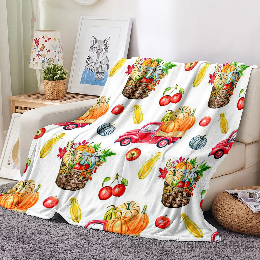 

Одеяло для грузовика в стиле ретро с акварелью на Хэллоуин, теплое мягкое осеннее фланелевое одеяло для дивана, кровати, подарки на Хэллоуин