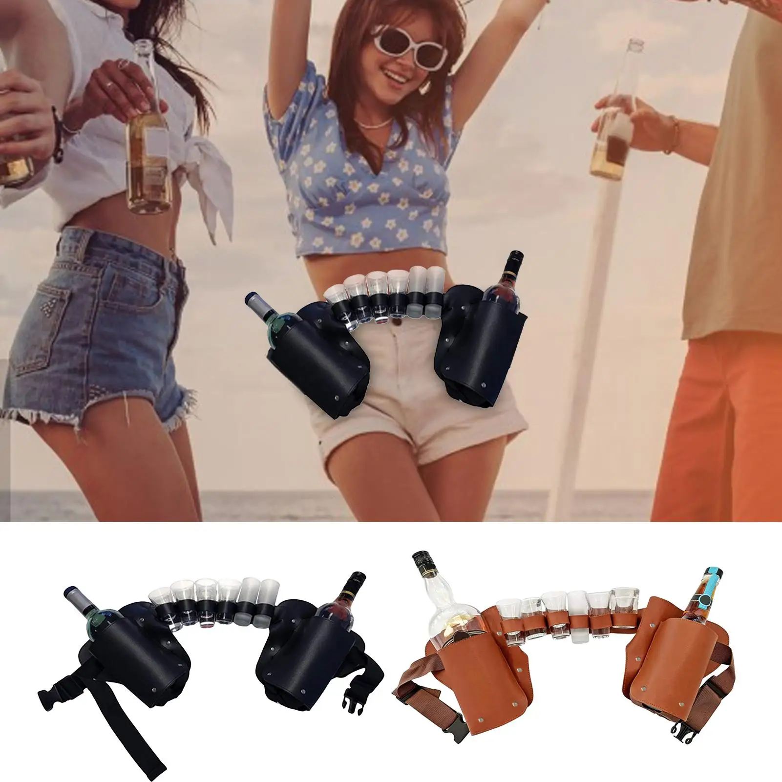 Waist beer bottle waist bag Adjustable Drink Holder for camping Portable Beer Belt Bag Wine Bottles Can Holder Waist Pack Bag