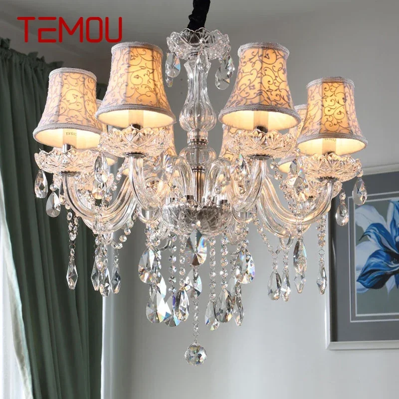 

TEMOU Luxurious Style Crystal Pendant Lamp European Candle Lamp Art Living Room Restaurant Bedroom Villa Chandelier