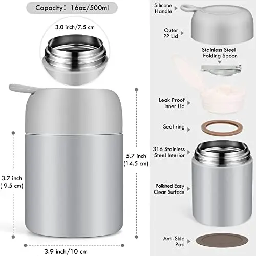 Soup Thermos for Hot Food,61oz 3 Tier Adults Wide Mouth Insulated