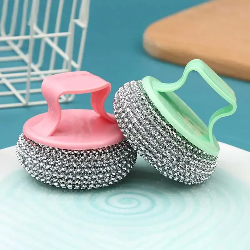 Kitchen Cleaning Brush Kitchen Pot Brush Cleaning Ball Brush Detachable Stainless Steel Cleaning Brush Pot Dish & Dish Kitchen Tools