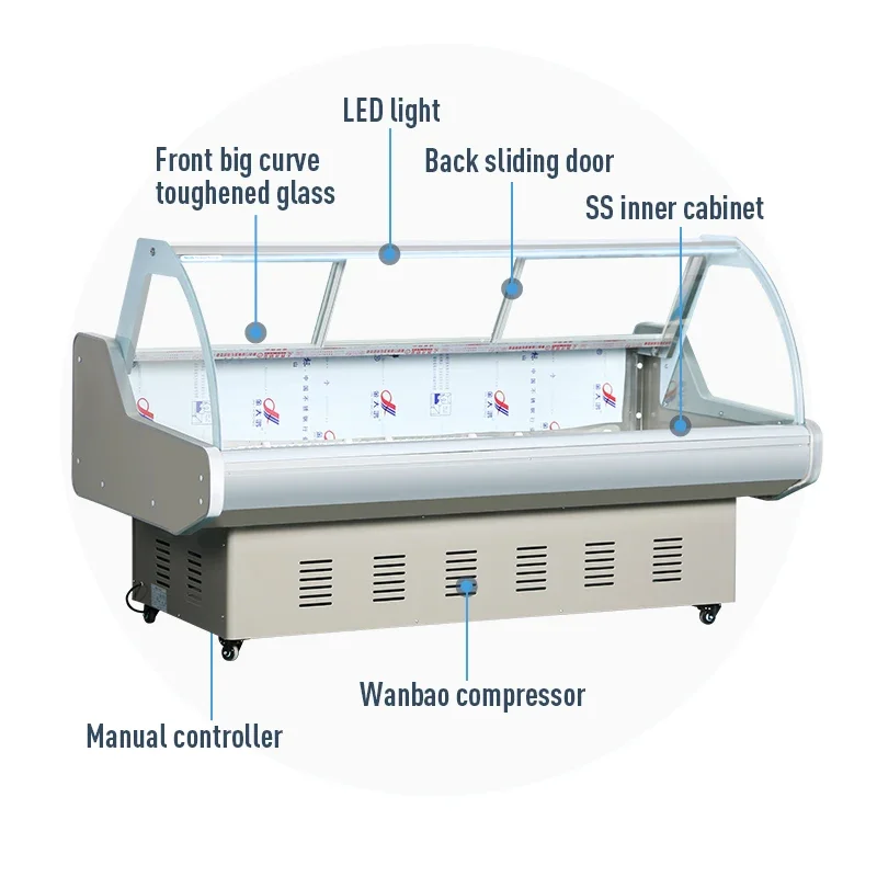 Supermarket Delicatessen Display Chiller Meat Freezer
