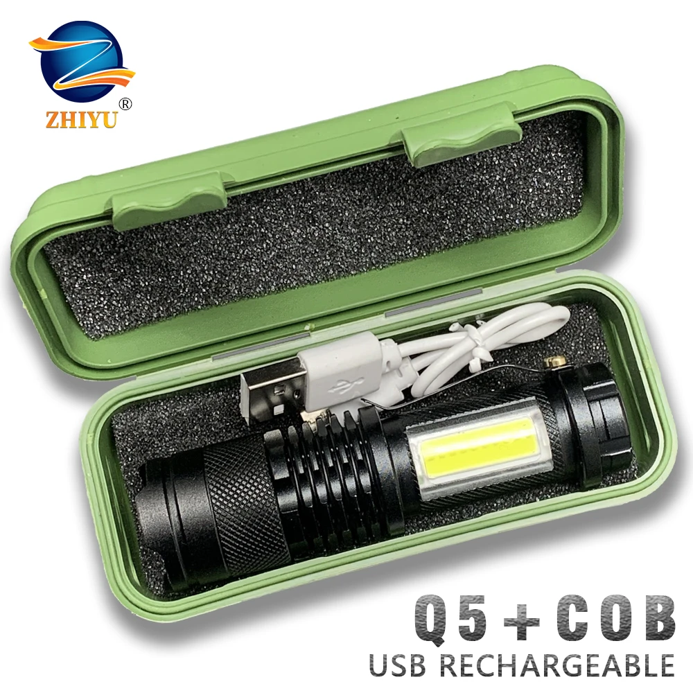 personalized flashlights Built In Battery Q5 Portable Mini Led Flashlight Zoom Torch COB Lamp 2000 Lumens Adjustable Penlight Waterproof for Outdoor powerful rechargeable torch