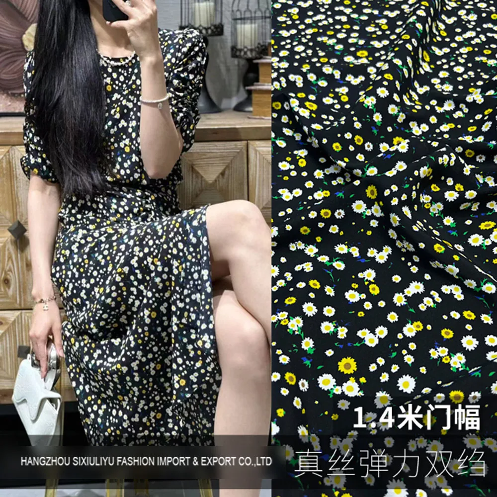 

Шелковая стрейчевая креп-ткань с принтом, ширина 140 см, 100% фототкань для рубашек и платьев, оптовая продажа 2375