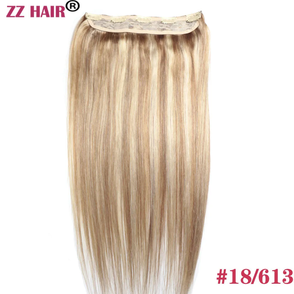 ZZHAIR Brazilian Human Remy Hair Extensions 16"-28" 1pcs Set 100g-200g One Piece 5 Clips in Natural Straight