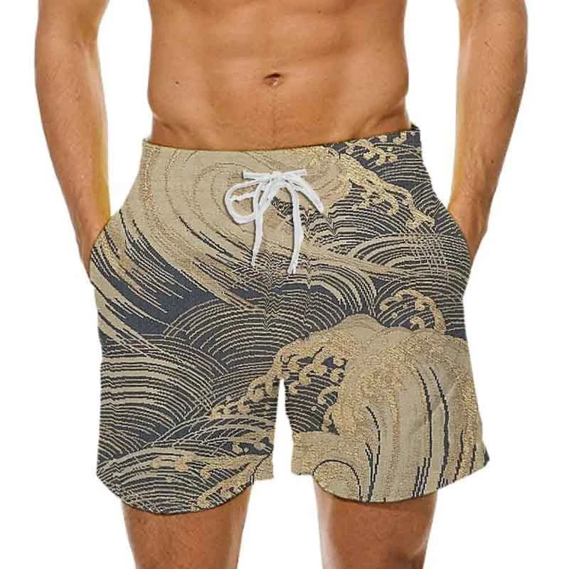Man's Beach Shorts Swim Sportswear Boardshorts Wave 3D Print Fitness Short Pants Male Oversized Gym Trunks Surf Board Swimsuit 5