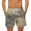 Man's Beach Shorts Swim Sportswear Boardshorts Wave 3D Print Fitness Short Pants Male Oversized Gym Trunks Surf Board Swimsuit 5