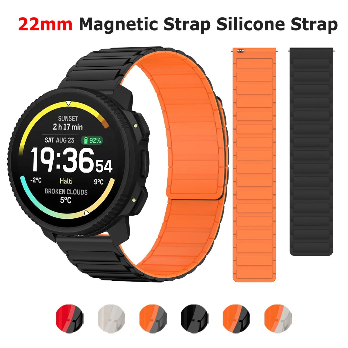 Silicone Magnetic Loop Band - 22mm Sport Strap Bracelet Wristband