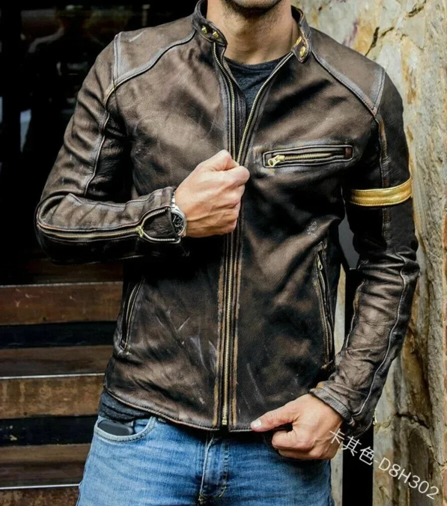 Autumn Winter Men's Leather Jacket Stand Collar Punk Motorcycle Leather Jacket Male S-5XL leather jackets men winter jacket