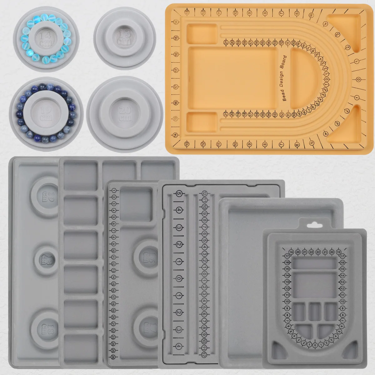Flocked Bead Board Bracelet Necklace Beading Organizer Tray Design Measuring Tool for DIY Jewelry Making Craft Accessories