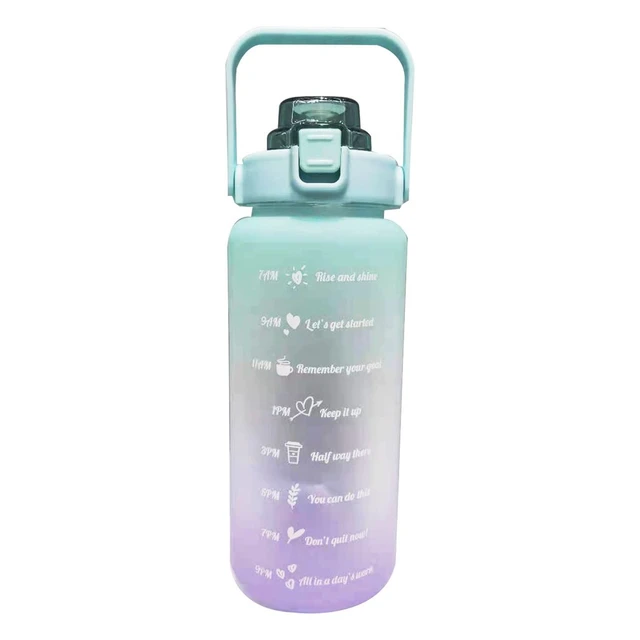 Botella de agua de 2 litros con pajita degradada, botella de agua para  Fitness, regalo al aire libre, botella de agua con marcador de tiempo,  Drinkware para hombres y mujeres - AliExpress