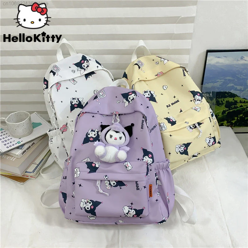 

Сумки Sanrio Kuromi в Корейском стиле, милые школьные портфели с мультипликационным рисунком Y2k, японские рюкзаки с подвеской, женская модная сумка через плечо