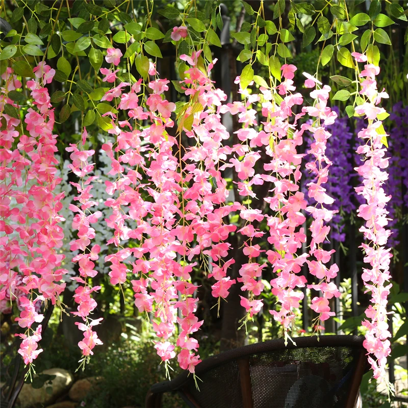 

12/6Pcs Wisteria Artificial Flower Rattan Wreath Arch Wedding Home Garden Office Decoration Pendant Plant Wall Decoration