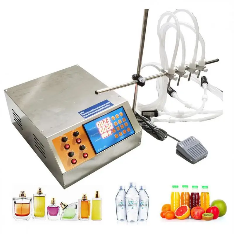 

4 Heads Liquid Filling Machine Four Nozzles Filler Electric Digital Control Pump 0-4000ml For Perfume Water Juice Drinking Fill