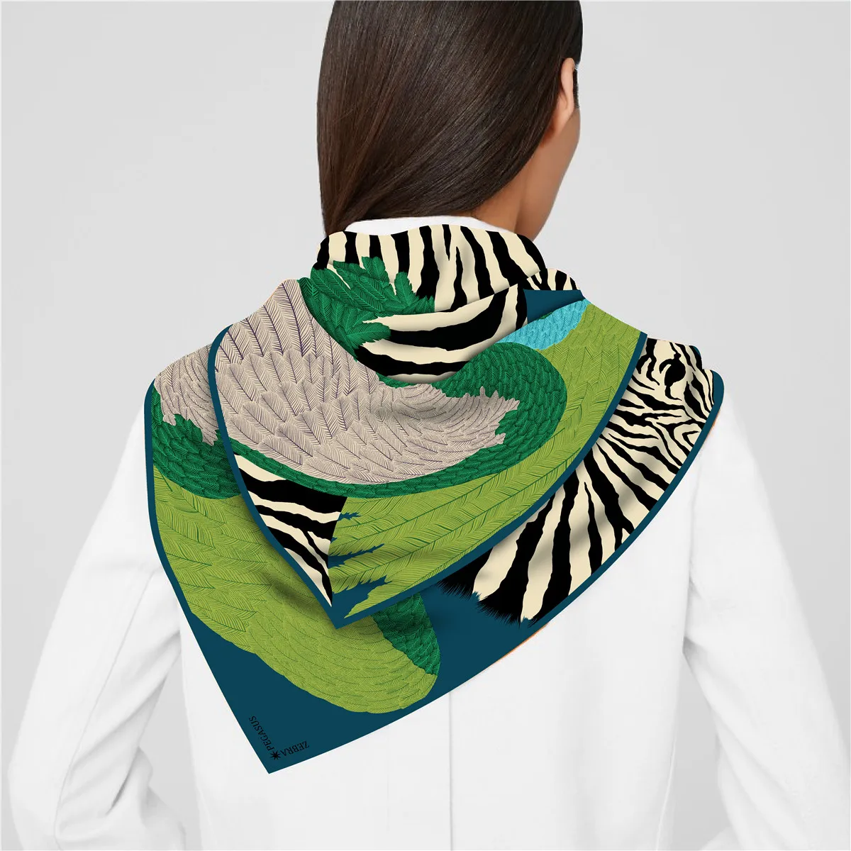 90 cm Klassiker Pegasus Marke Quadrat Schal Frauen Mode Twill 100% Seide Schal Schal Design Hijab Bandana Foulard Kopf Schal – Detail 18