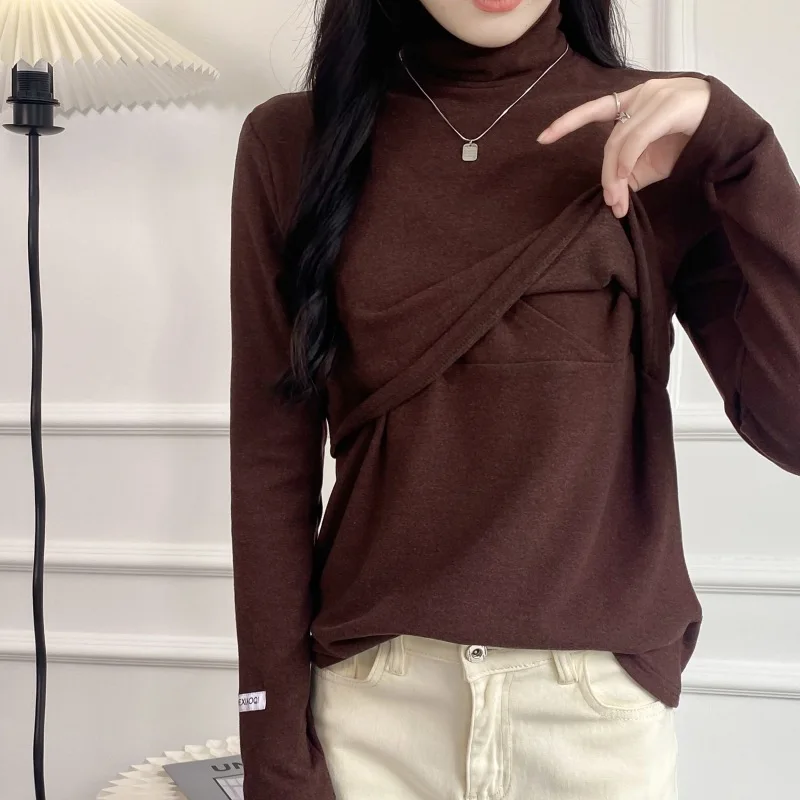 High Quality Knitted Nursing Maternity T-Shirts Autumn Winter Maternity Nursing Sweaters for Pregnant Women Breastfeeding Tops 4