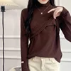 High Quality Knitted Nursing Maternity T-Shirts Autumn Winter Maternity Nursing Sweaters for Pregnant Women Breastfeeding Tops 4
