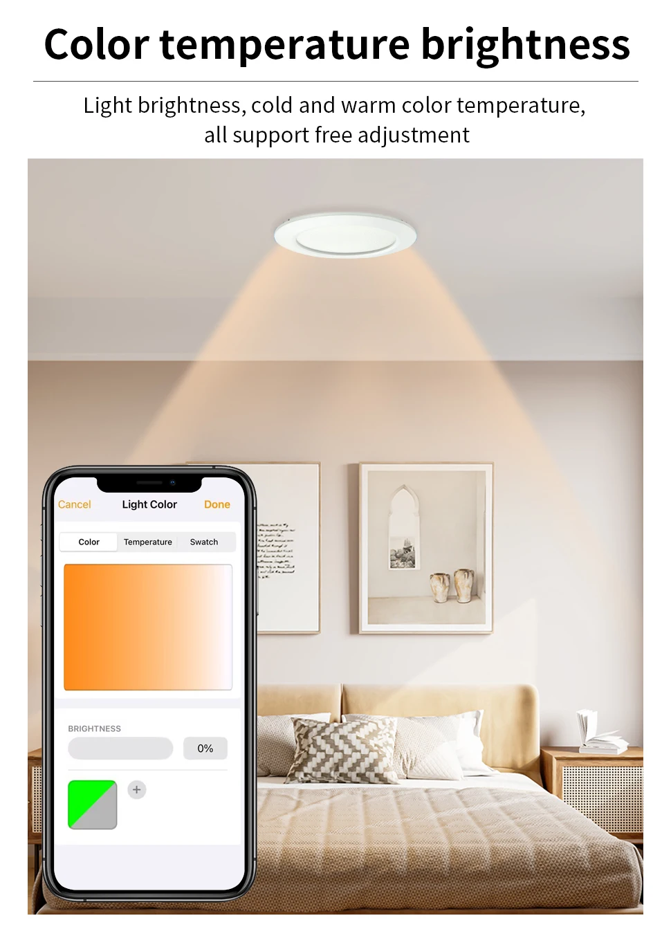 Matter Over WiFi Smart LED Downlight 15W RGB+CW Dimmable Ceiling Lamp Homekit Al