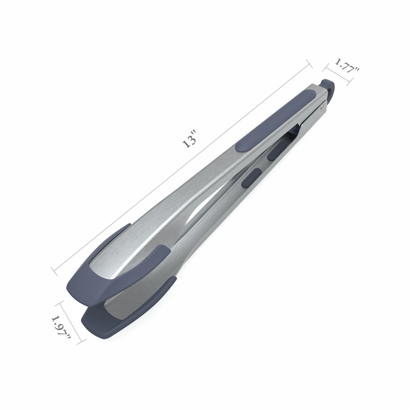 One-Hand Operation Silicone Food Tongs for Cooking Non-Slip Steak Clip Stainless Steel Kitchen Tong Salad Grill Food Bread Tong