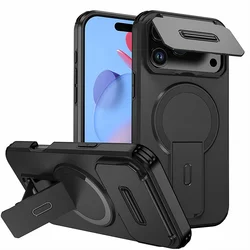 Armor  Case with Slide Camera Lens Protector and Wireless Charging Compatibility for iPhone 17 Pro (TF - Black)
