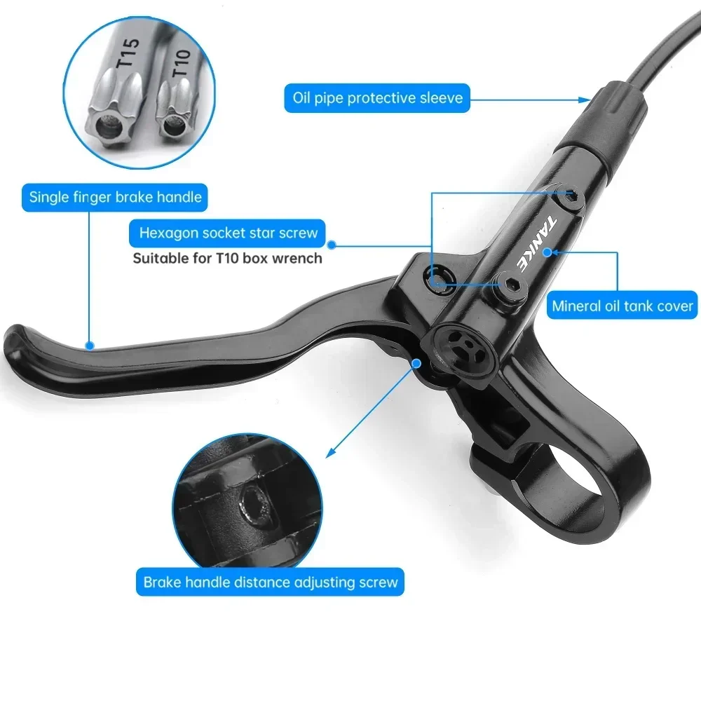 Bicycle Disc Brake TANKE MT200 Bike Hydraulic Disc Brake MTB Brake BL BR 800/1600mm Bicycle 2 Piston 3 Finger Steel Lever Bike Parts Upgrade