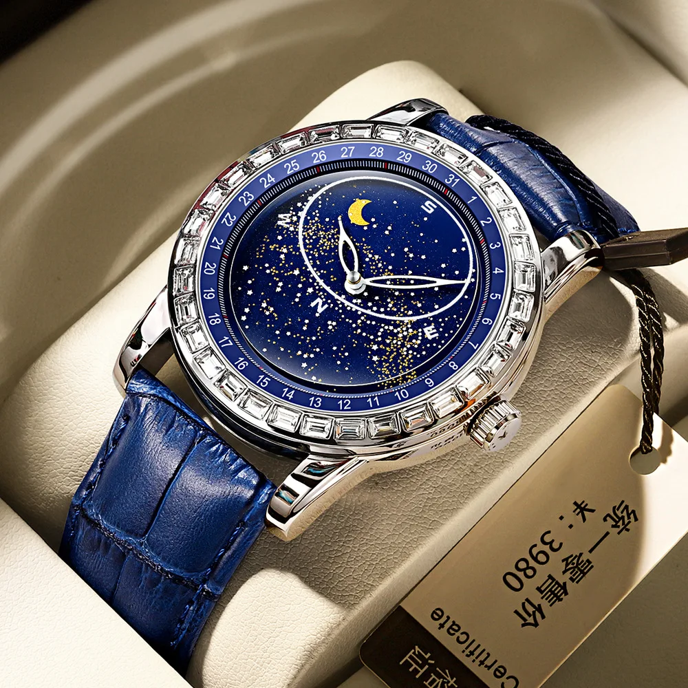 

Rotating All Sky Stars Diamond Bracelet Wristwatch Fashion Quartz Watch for Men Dress Decoration Waterproof Luminous Male Clock