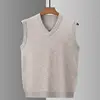Smart Casual Autumn Men Sweaters Vest V-Neck Solid Simplicity Trend All-match Loose Thicken Sleeveless Pullovers Knitd Coat Tops 5