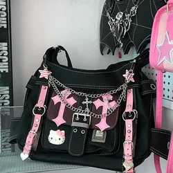 Kawaii Sanrio Hello Kitty Y2K Handbags Fashion Leather Bag Crossbody Female Crossbody Tote Message Bag Accesorios for Girl Women