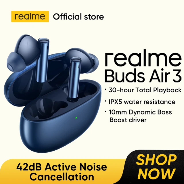 realme Buds Air 3 Wireless Earbuds, Active Noise Cancellation, 10mm Dynamic  Bass Boost Driver, Up to 30 Hours Playtime, IPX5 Water Resistance