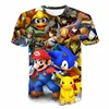 New Mario Short-sleeved 3D Printed Parent-child T-shirt Anime Cartoon Short-sleeved Round Neck Summer Children's Clothing 2