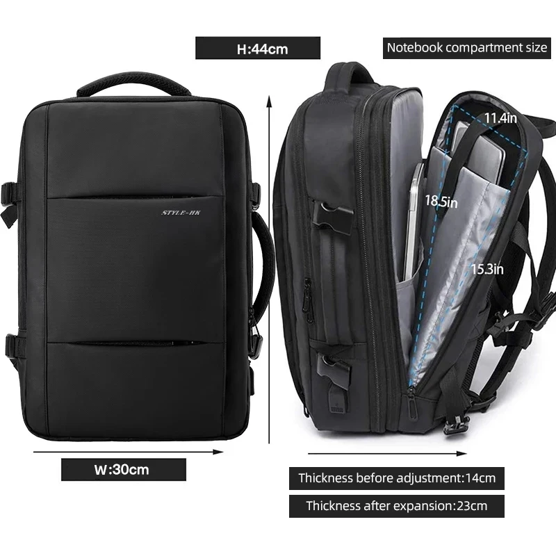 HK Business Backpack for Men Waterproof Anti-Theft 15.6” Laptop Backpack Casual Large Capacity Expandable Travel Bag Short Trip 2
