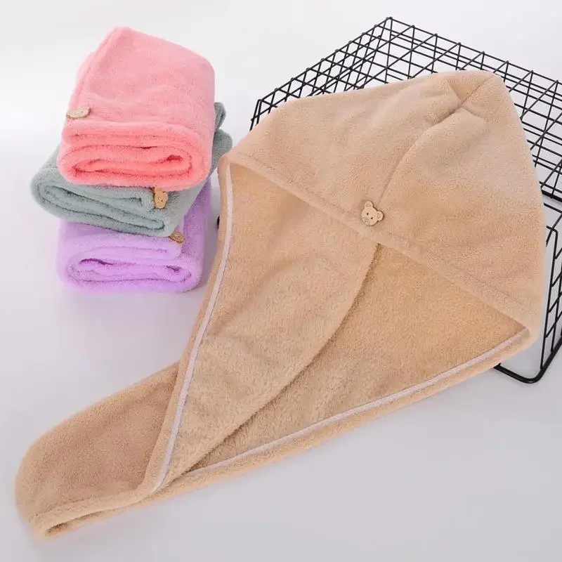 Quick-dry Hair Towel Women Hair Drying Hat Cap Hat Bath Hat Microfiber Solid Towel Cap Super Absorption Turban Hair Dry Cap