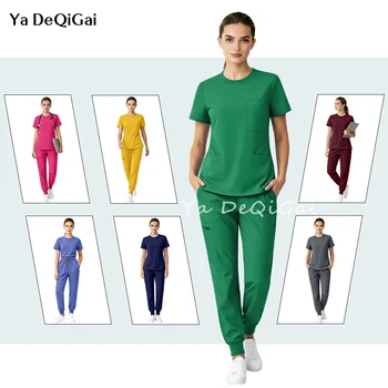 NUOVO Set di Uniformi Chirurgiche per Salone di Bellezza, Elegante Completo Medico per Donna, Top + Pantaloni per Infermiere, Spa, Dottori e Personale Clinico