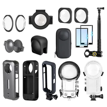 Kit di accessori per Insta360 X3 Protezione per lenti Tappo per telaio protettivo Custodia per immersione Custodia per custodia Protezione per schermo Staffa per moto