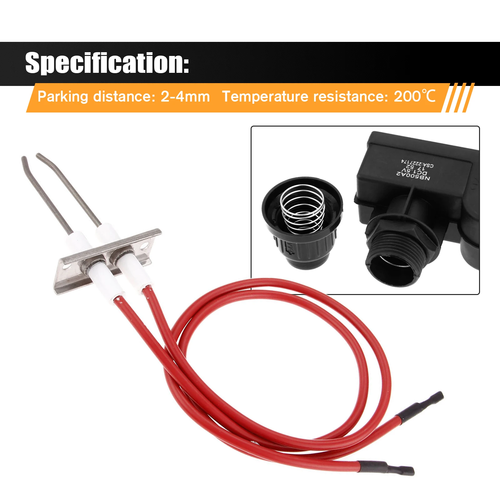 Double Ignition Kit Electronic Igniter Propane Gas Grill Igniters with Double Ignition Electrode 450 mm High Spark Plug Wire
