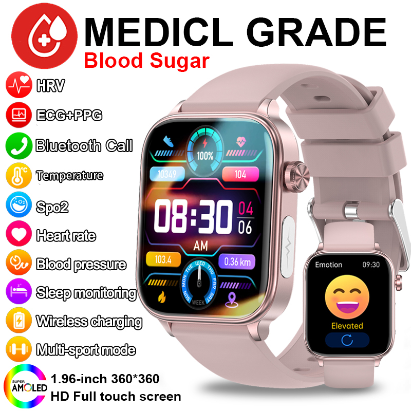 2024 New AI Medical Diagnosis Blood Glucose Smart Watch Men Women ECG Uric Acid Blood Lipids Bluetooth Call Fitness Smartwatches
