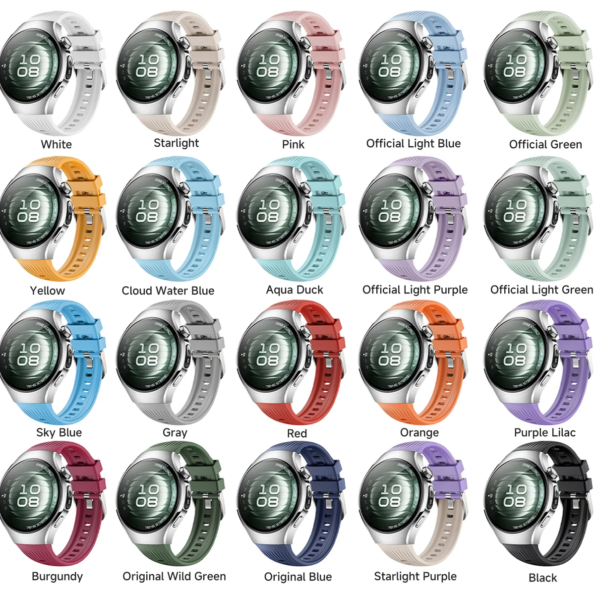 Breathable Silicone Sport Strap - No Gaps Elastic Smartwatch Band