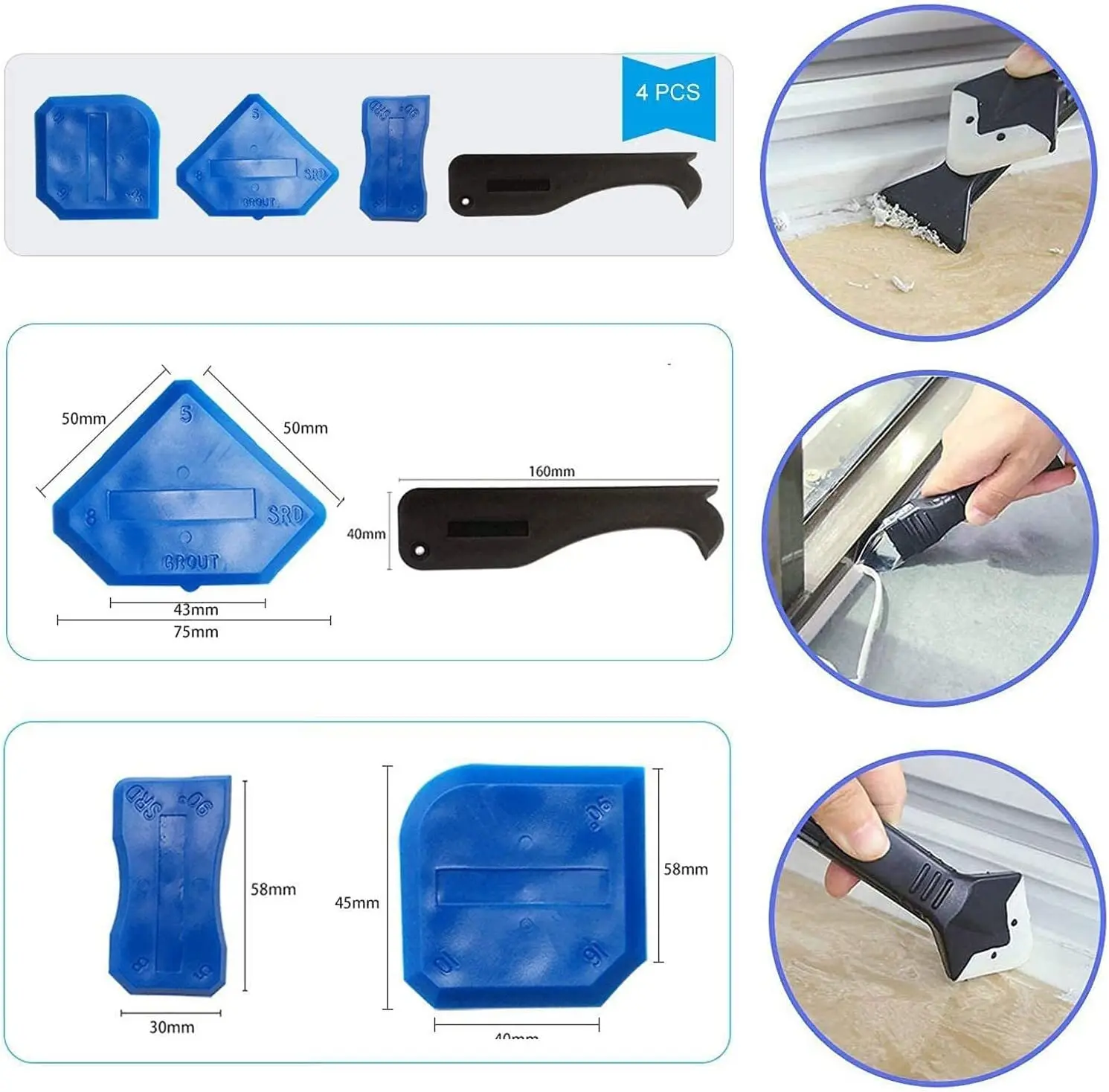 5 In 1 Silicone Sealant Remover Tool Kit Set Scraper Caulking Mould Removal DIY: 3 - 5 Days Free Delivery only UK
