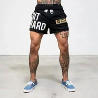 Summer Quick-drying Sports Shorts Men's Mesh Stretch Fitness Running Training Beach Pants HIT HARD Print GYM Basketball Short 2