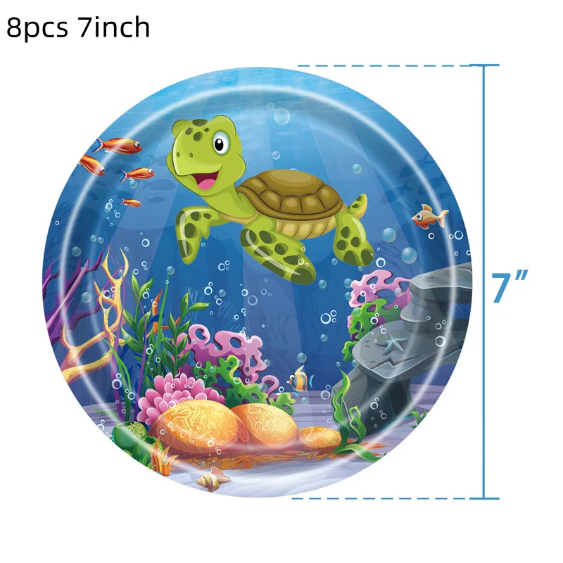 Sea Life Marine Tier Einweggeschirr Set Teller Tasse Tischdecke Ballon Kinderbevorzugung Geburtstagsfeier Dekoration Lieferungen – Detail 1