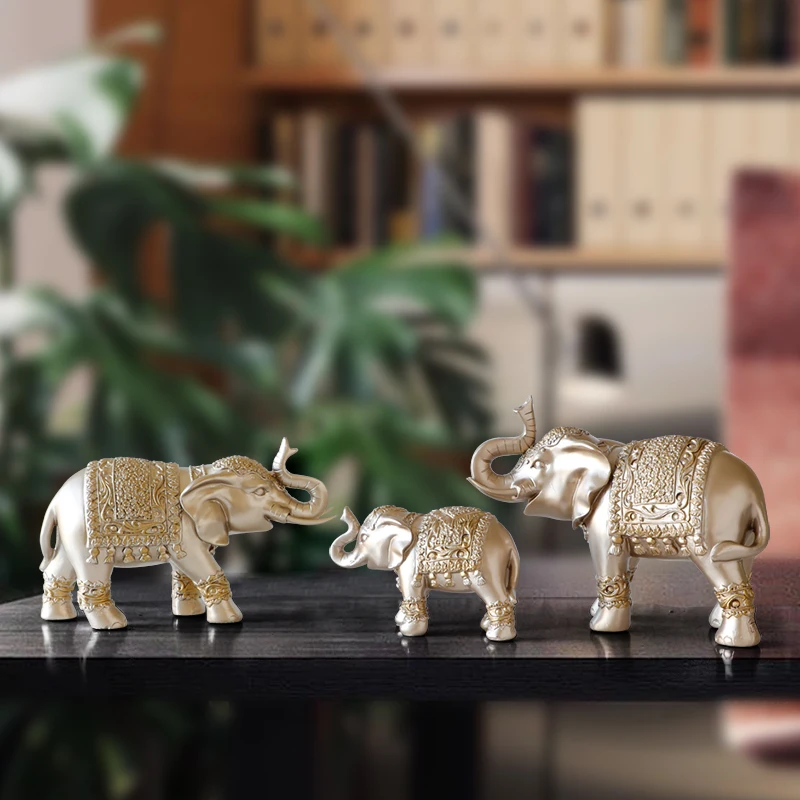 

Family elephant Figurine resin Thailand elephant statue for office Living room handmade home decorations cute Animals ornaments
