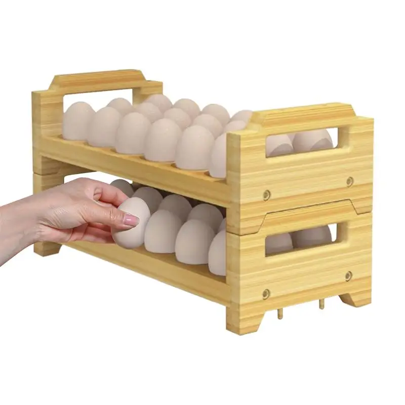 

Wooden Egg Holder Compartment Eggs Holder Kitchen Cooking Refrigerator Keep Fresh Tools Kitchen Fresh Keeping Accessories