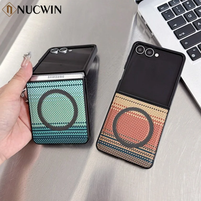 Woven Texture Color Block Magnetic Wireless Charging Case
