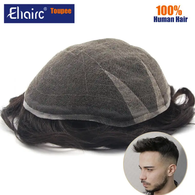 AIR-Lace|Full Swiss Lace Hair System For Men 80% Ultra soft and Comfortable Favored by North American Male Hair Prosthesis