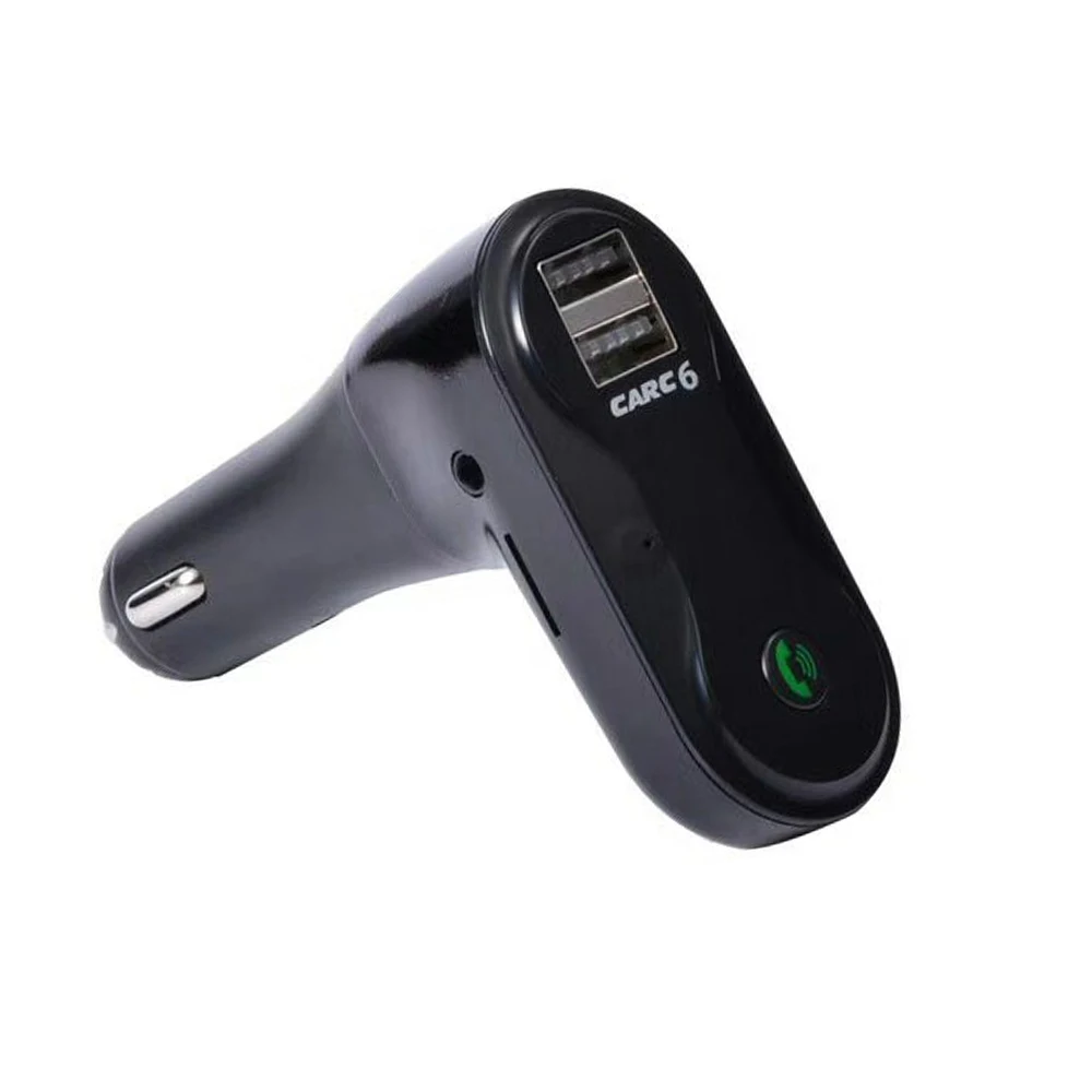 thumbnail image 1 of Transmisor FM compatible con Bluetooth, modulador, manos libres, reproductor de MP3 para coche, lector USB, AUX, TF, SD, 5 V, 2,1 A, cargador rápido USB, diseño de coche, 1 of 5