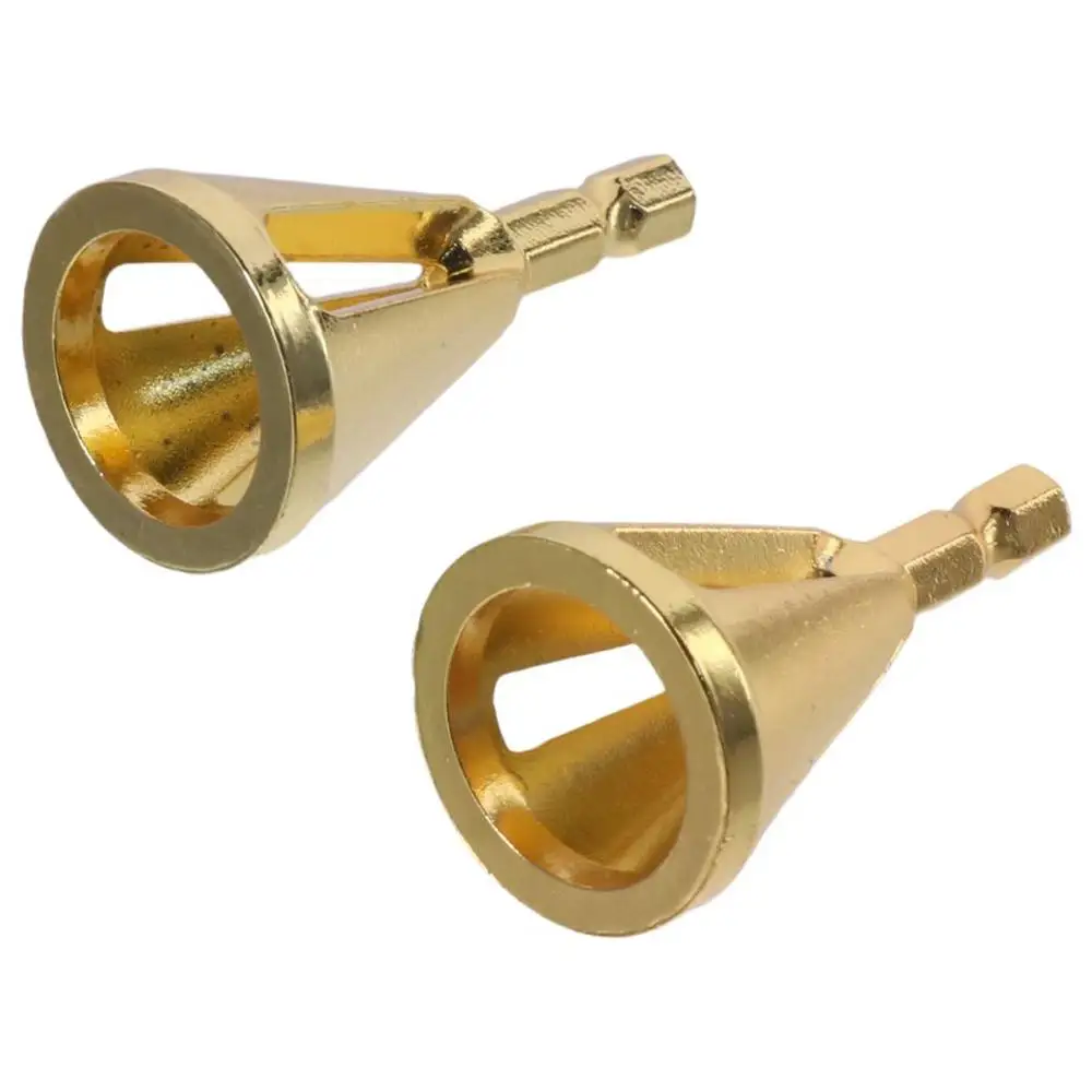 

2pcs Yellow Deburring External Chamfer Tool Hex Shank Straight Flute Drill Bit High Manganese Steel Screw Tooth Trimmer Worker